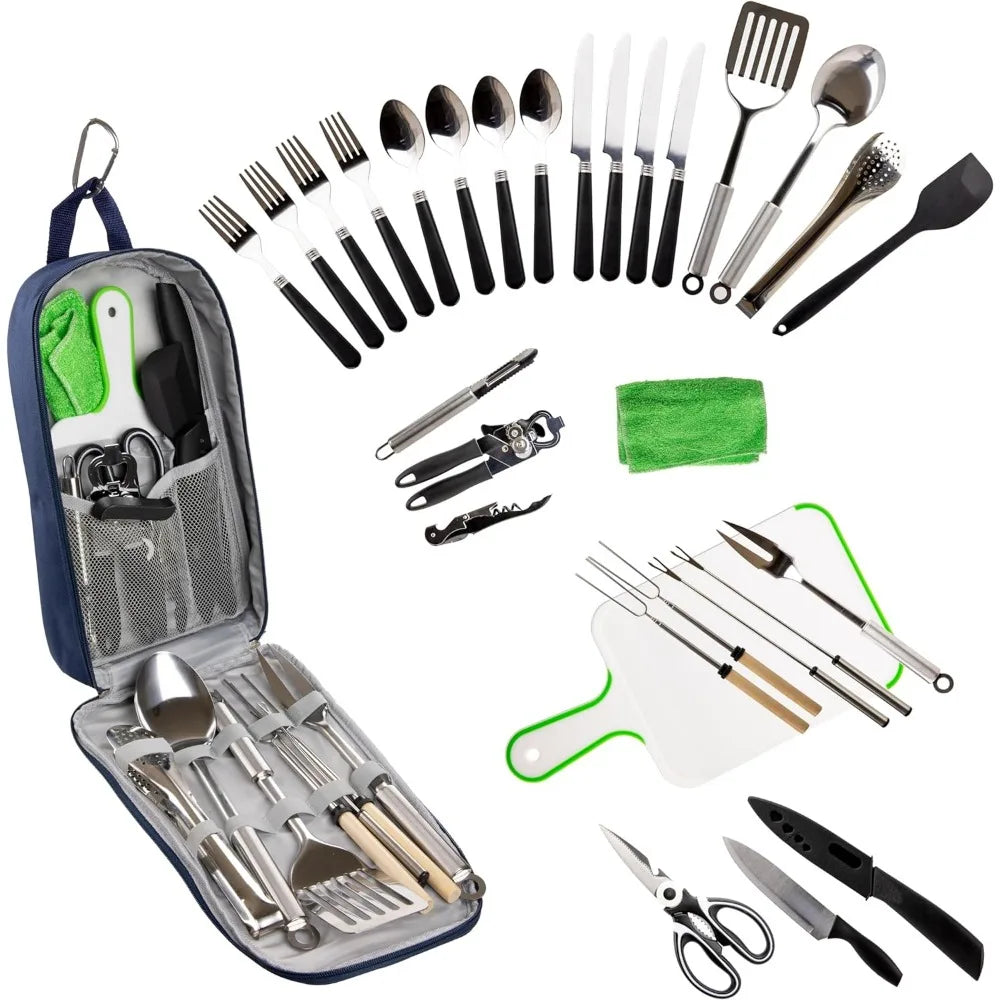 Life 2 Go 10 or 30 Pcs Camp Cooking Utensil Set & Outdoor Cooking Gear