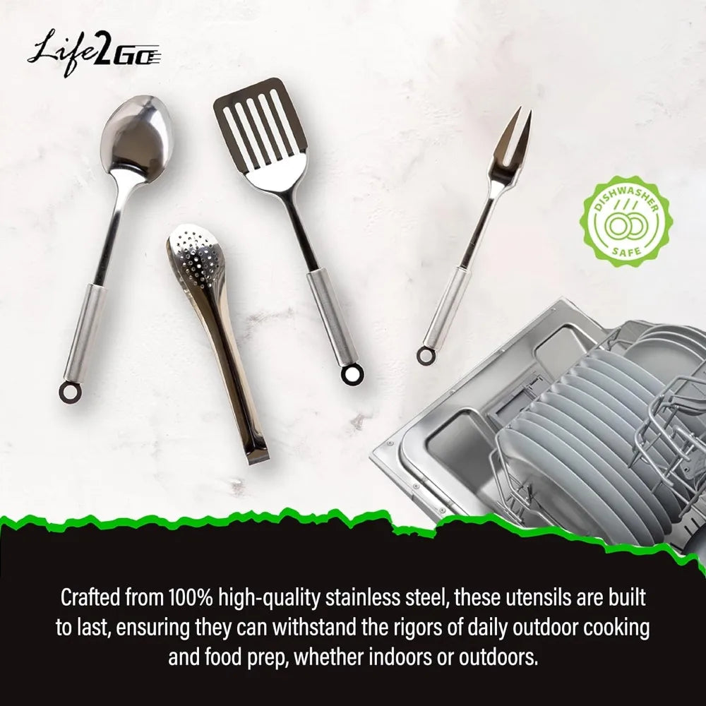 Life 2 Go 10 or 30 Pcs Camp Cooking Utensil Set & Outdoor Cooking Gear