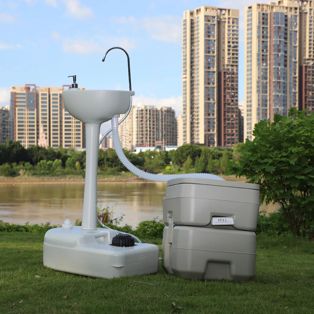 Outdoor Portable Camping Sink with portable toilet option