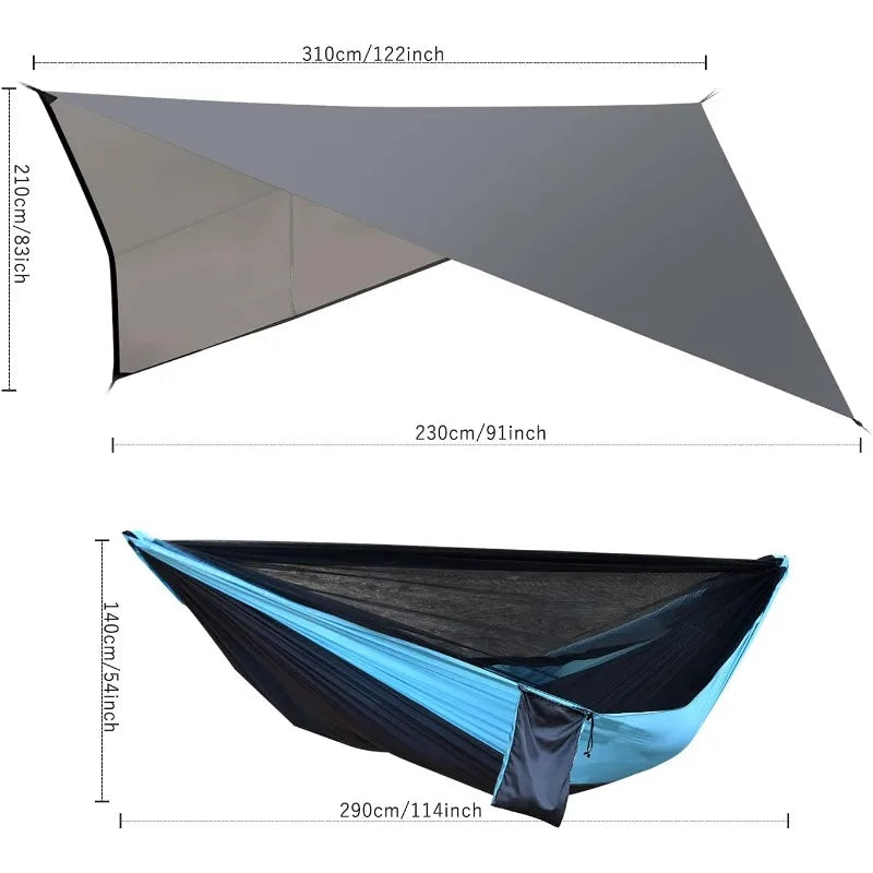 Camping Hammock with Mosquito Net Rain Fly