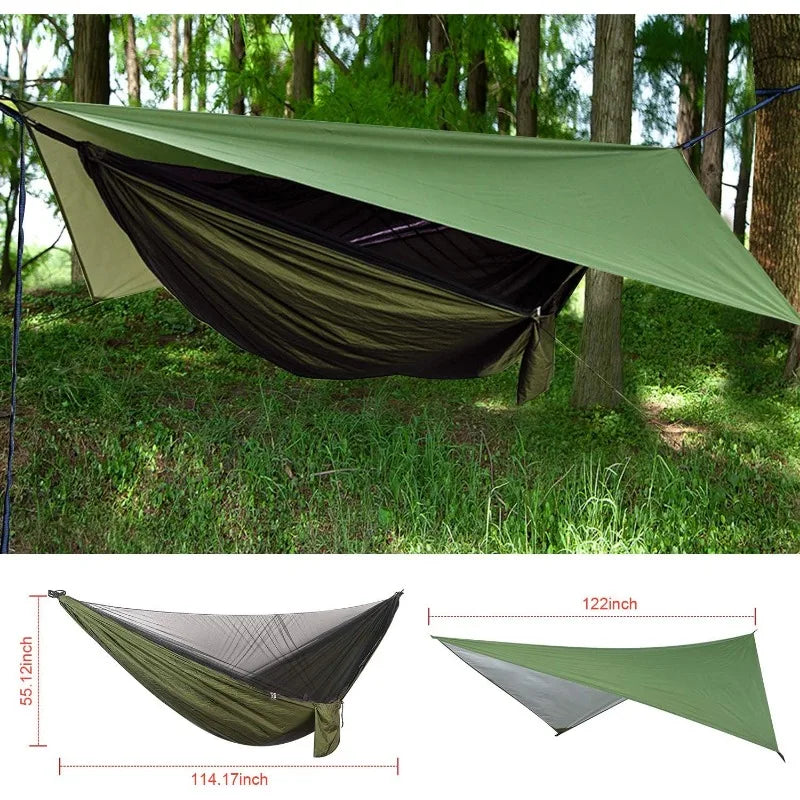 Camping Hammock with Mosquito Net Rain Fly